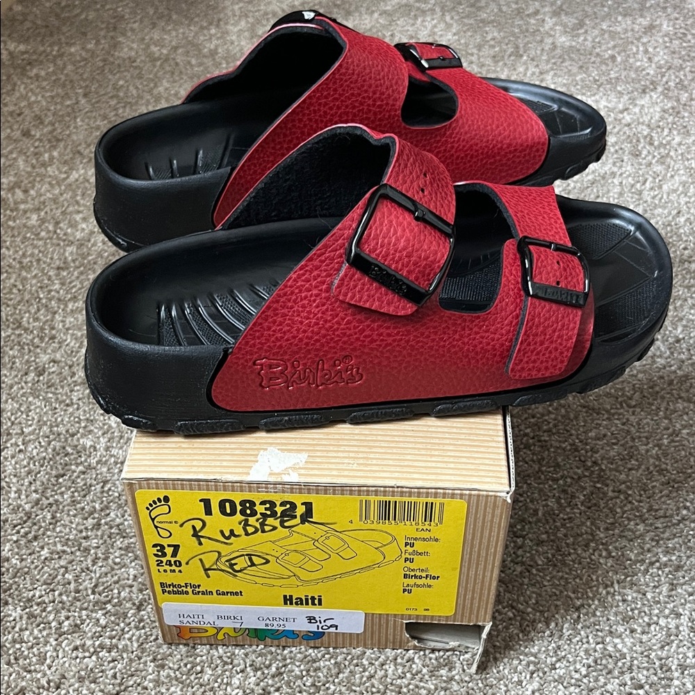 Birkenstock Red and Black Women's Sandals - Picture 3 of 6